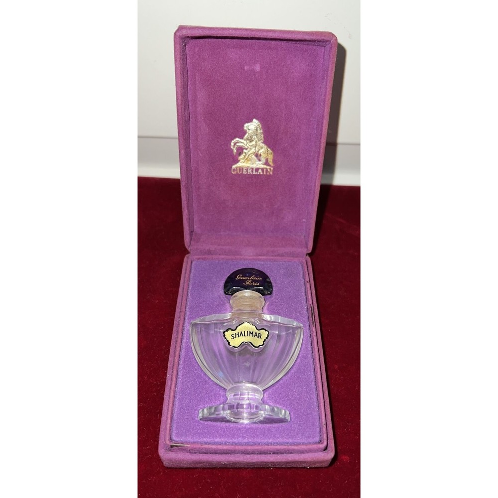 VTG Guerlain Shalimar 1/3Fl. oz Crystal Bottle(empty) & Purple Box, France